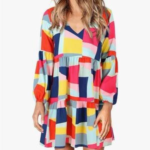 Colorful Geometric Pattern Dress